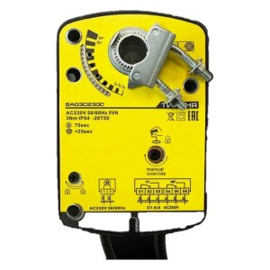 Электропривод ТИХОНЯ VA15S230S ON/OFF, 15 Н·м, 230 В, с возвратной пружиной с 2 доп. переключателями