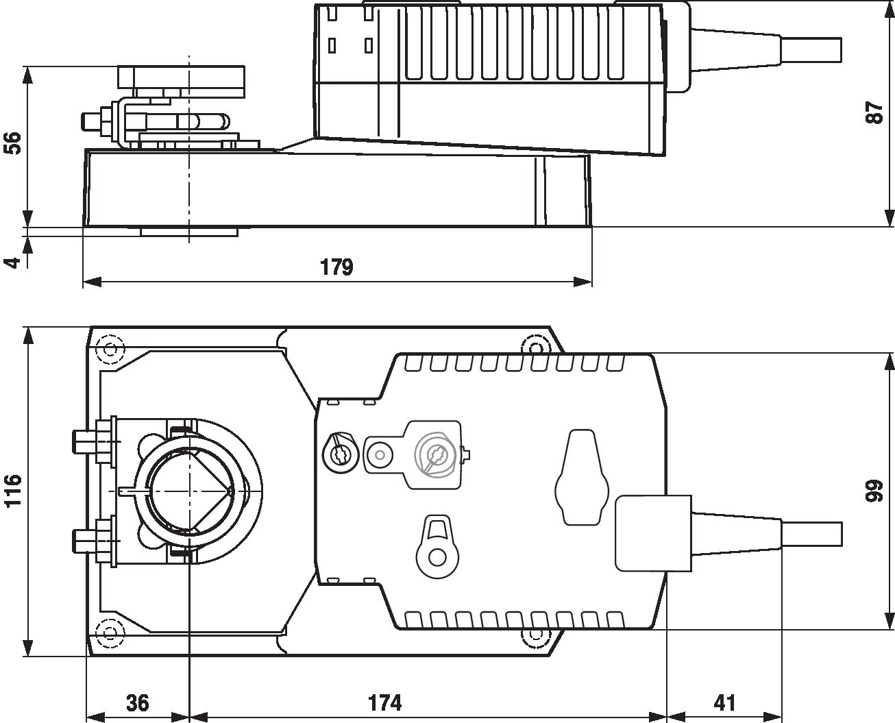 Габаритный чертёж Belimo GK24A-SR